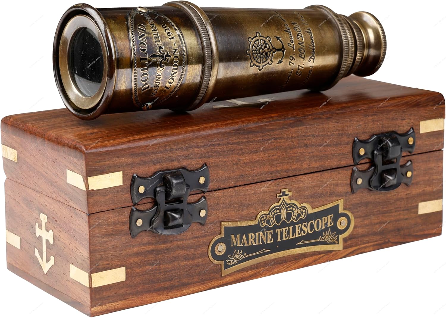 Brass Spyglass Telescope 15" with Wooden Box view 10
