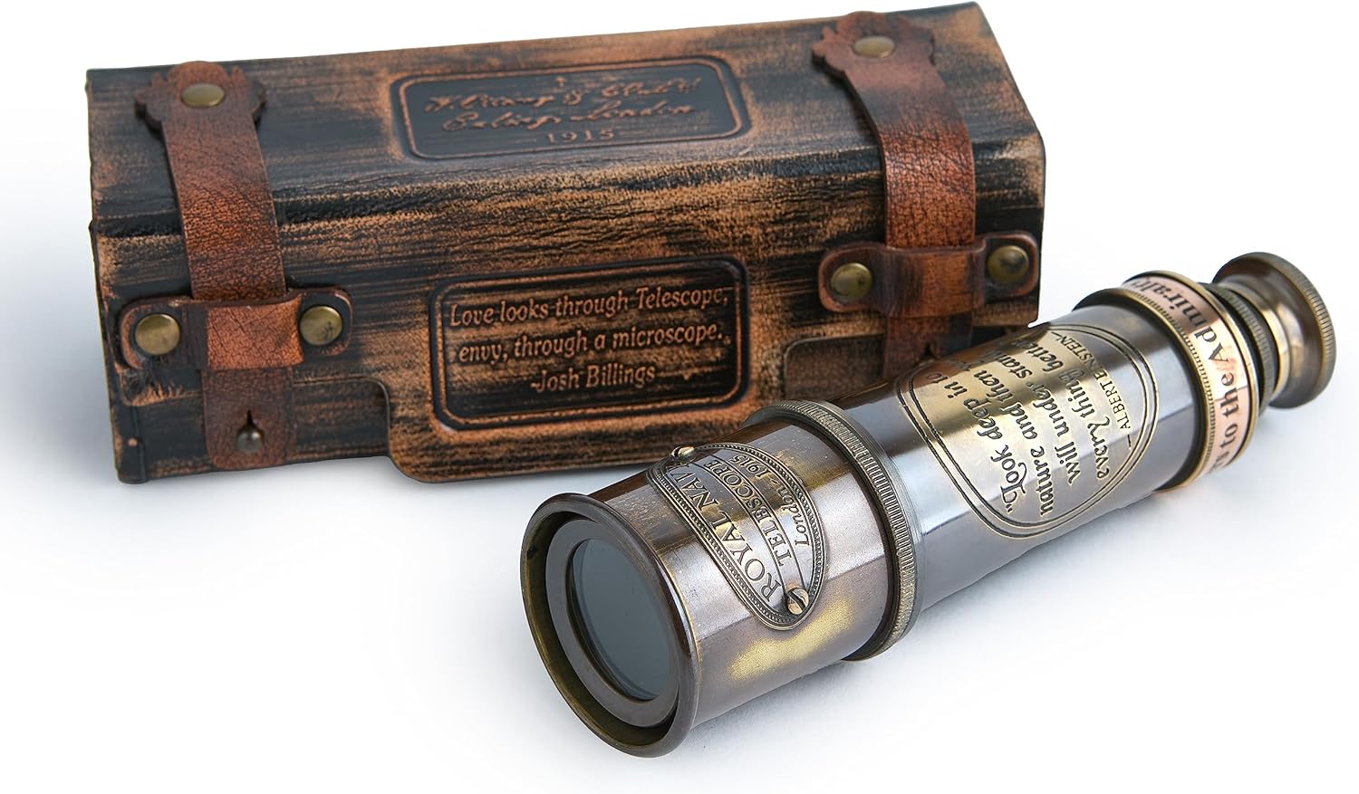 Brass Spyglass Telescope 15" with Leather Case view 9