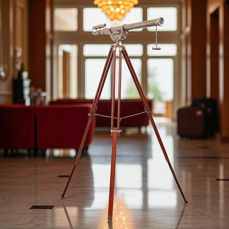 Double Barrel Brass Floor Standing Telescope 60" with No Case view 15