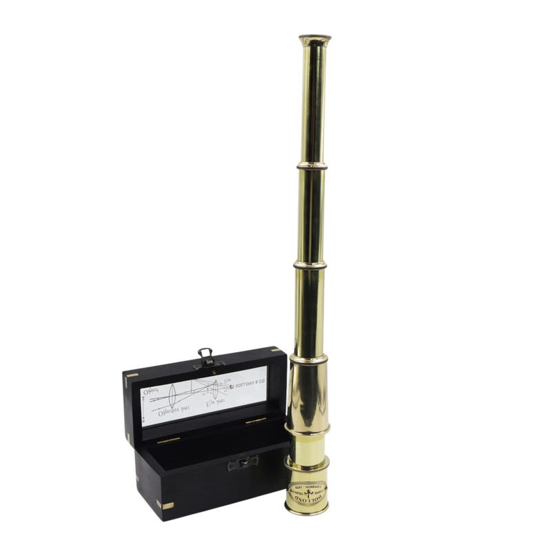 Brass Spyglass Telescope 16" with Wooden Box with Glass Cover view 5
