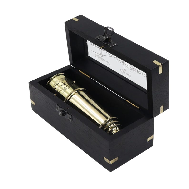 Brass Spyglass Telescope 16" with Wooden Box with Glass Cover view 6