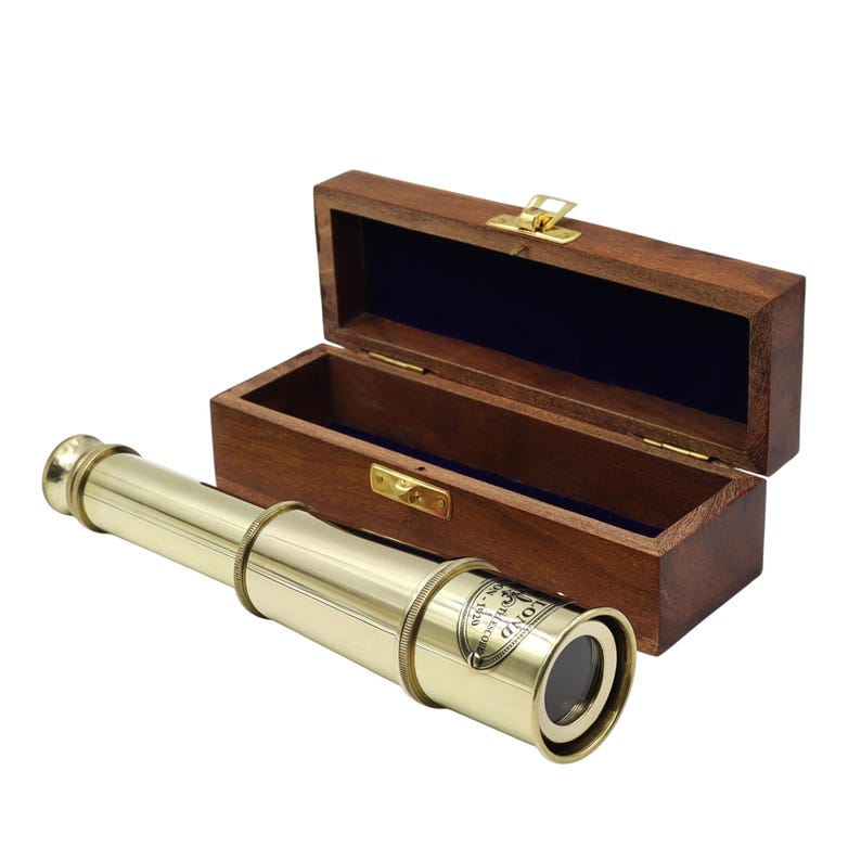 Brass Spyglass Telescope 16" with Wooden Box with Glass Cover view 7