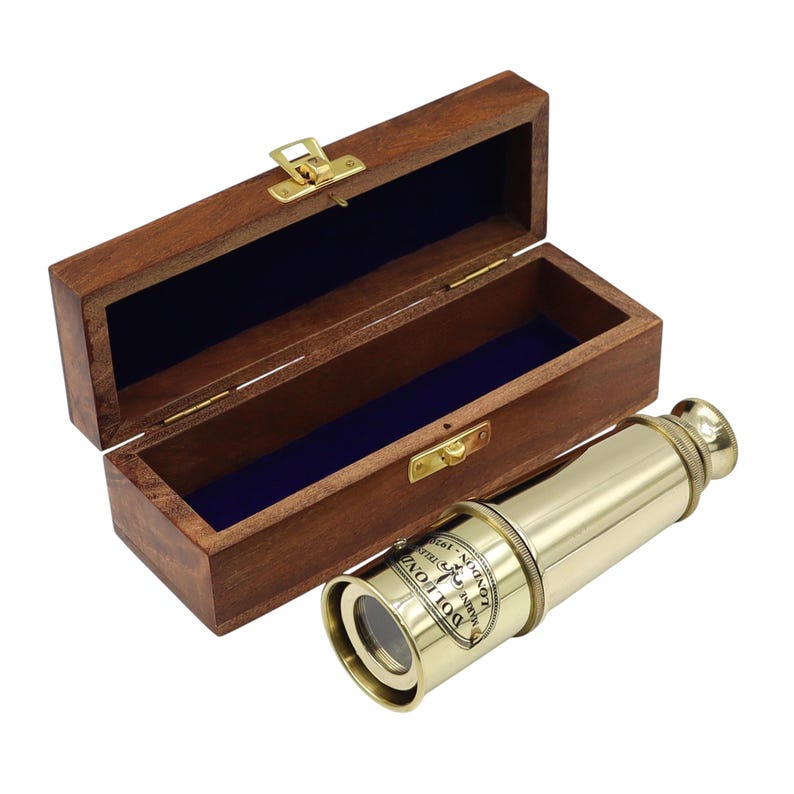 Brass Spyglass Telescope 16" with Wooden Box with Glass Cover view 9