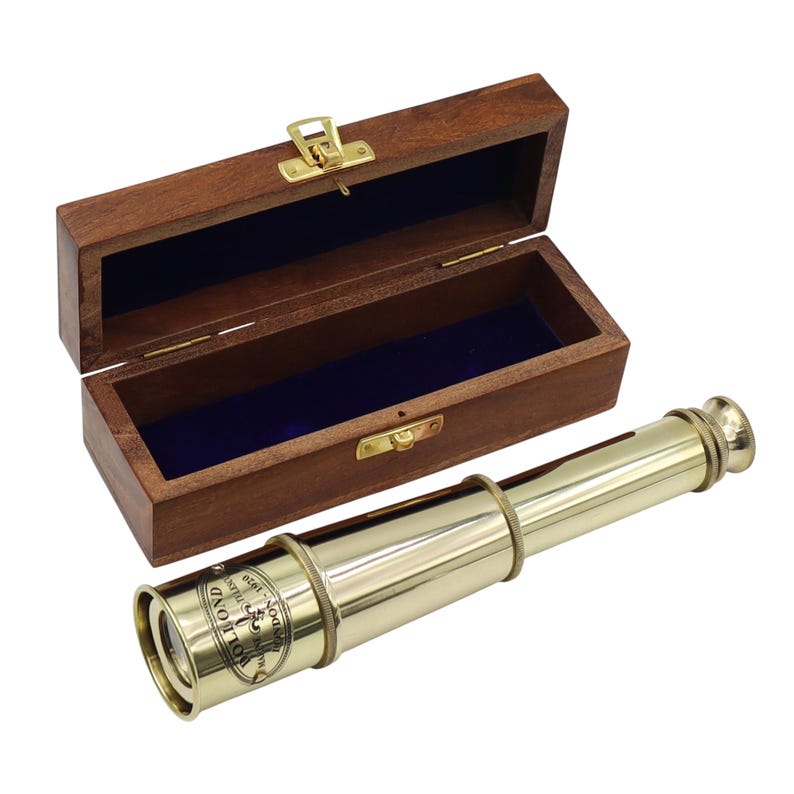 Brass Spyglass Telescope 16" with Wooden Box with Glass Cover view 12