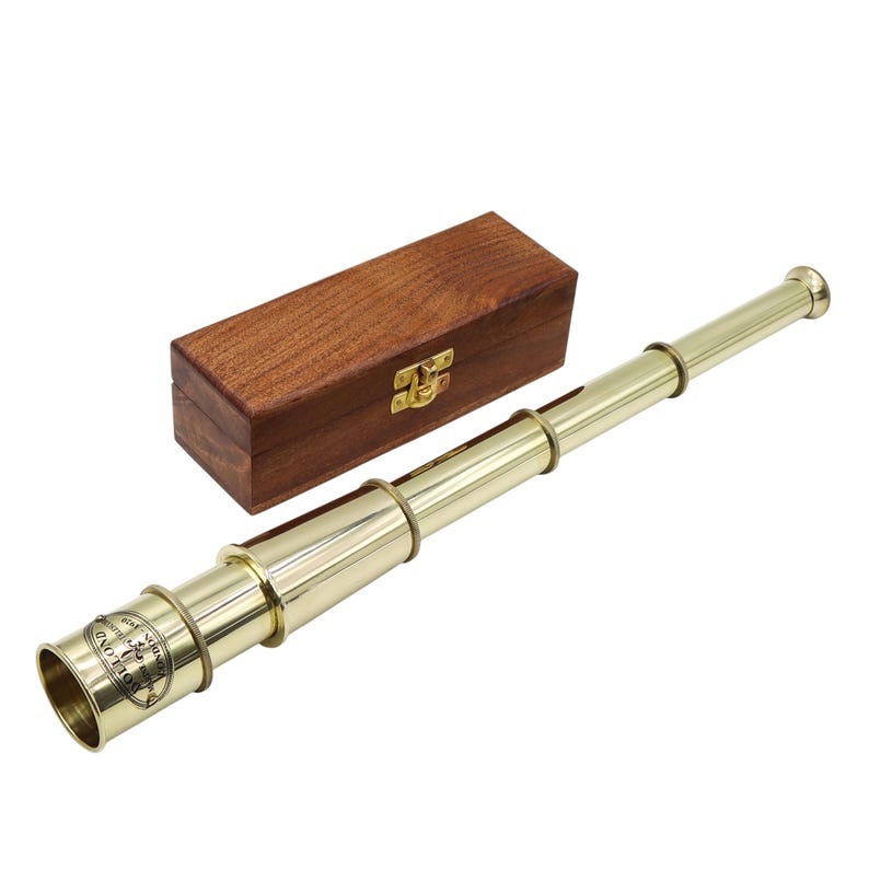 Brass Spyglass Telescope 16" with Wooden Box with Glass Cover view 13