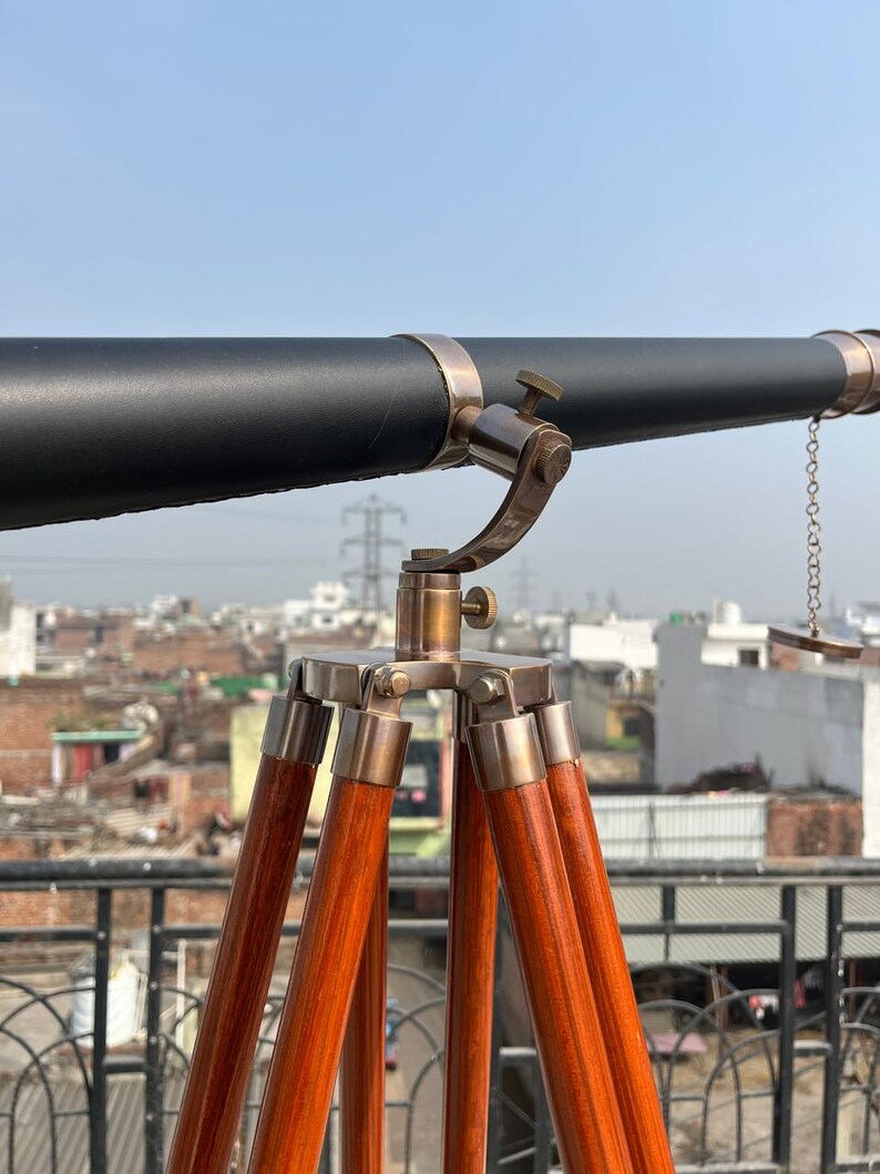 Brass Floor Standing Telescope 62" with Wooden Tripod view 4