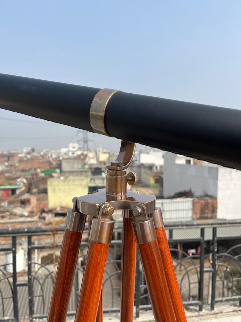 Brass Floor Standing Telescope 62" with Wooden Tripod view 8