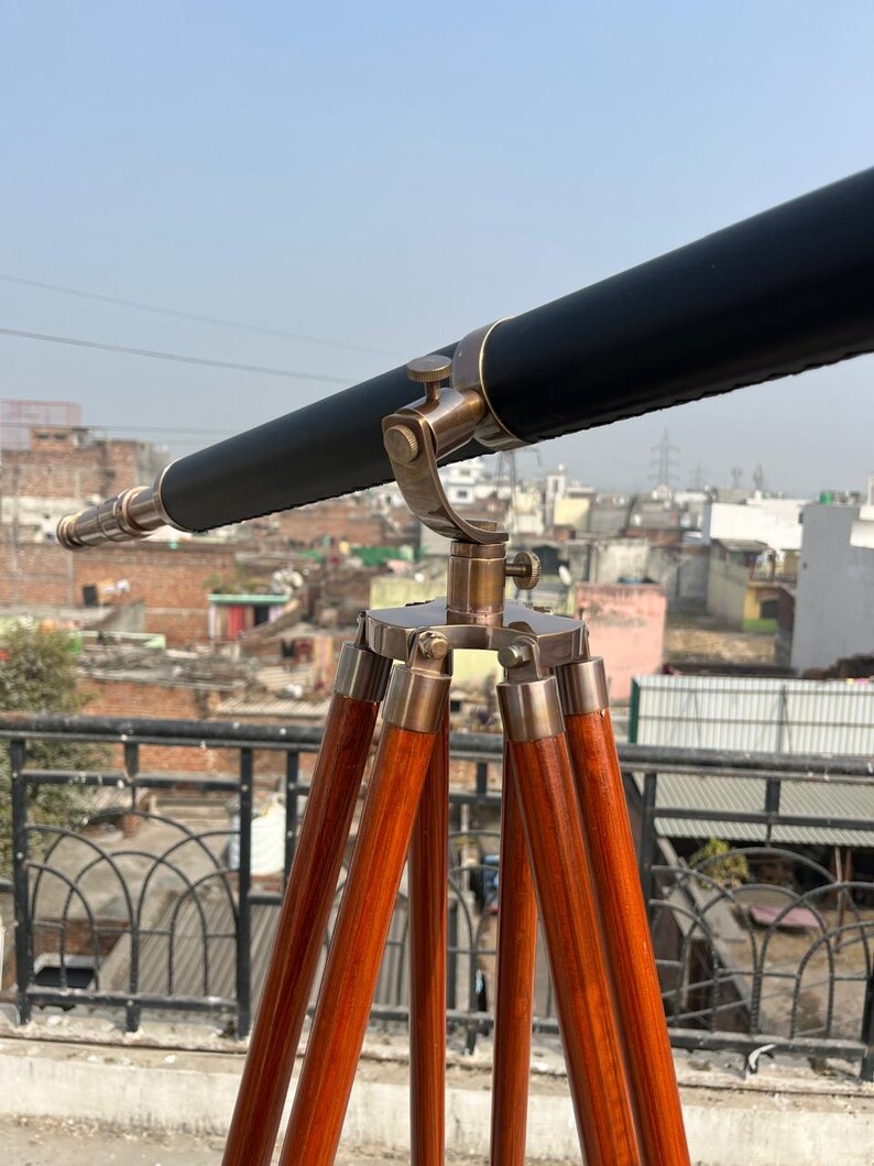 Brass Floor Standing Telescope 62" with Wooden Tripod view 9
