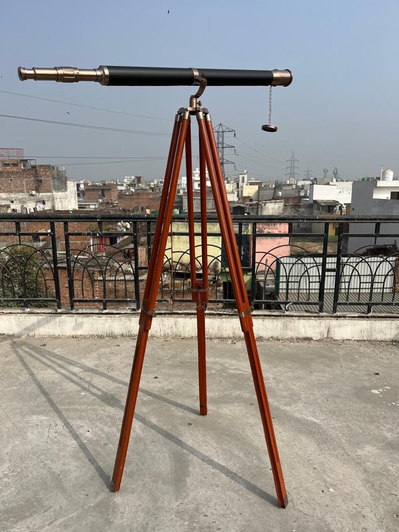 Brass Floor Standing Telescope 62" with Wooden Tripod view 11