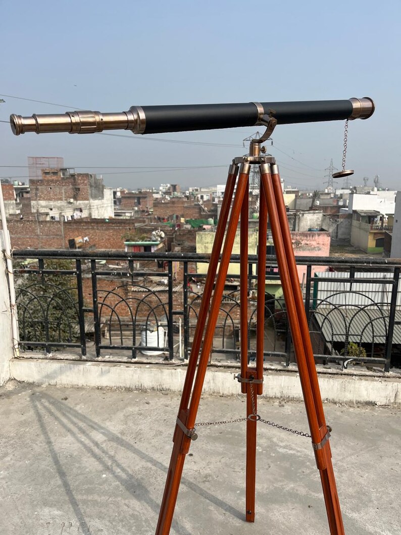 Brass Floor Standing Telescope 62" with Wooden Tripod view 13