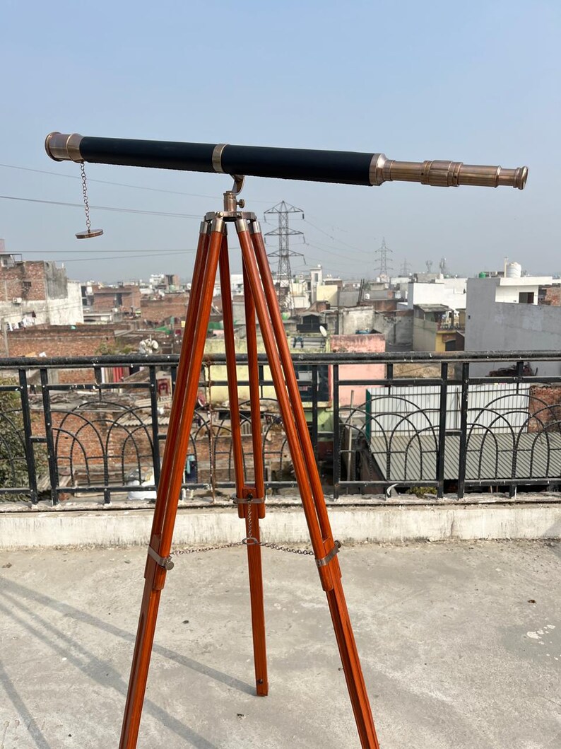Brass Floor Standing Telescope 62" with Wooden Tripod view 14