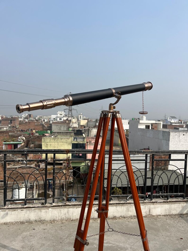 Brass Floor Standing Telescope 62" with Wooden Tripod view 15