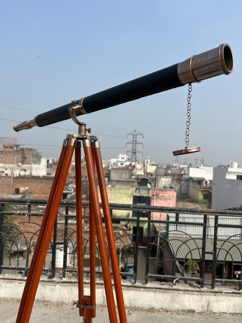 Brass Floor Standing Telescope 62" with Wooden Tripod view 21