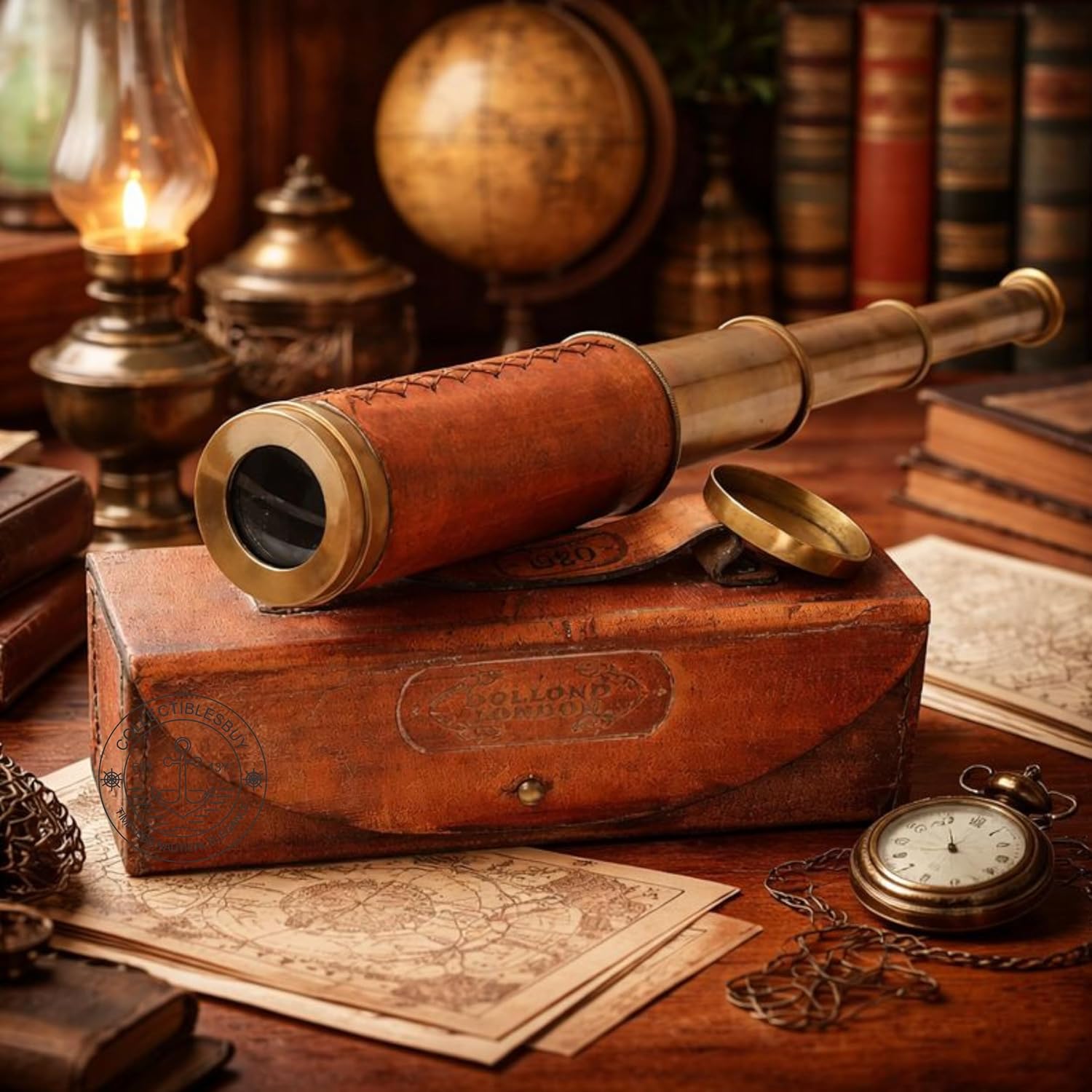 Brass Spyglass Telescope 16" with Leather Case view 4