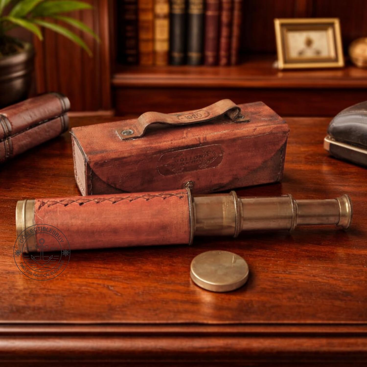 Brass Spyglass Telescope 16" with Leather Case view 5