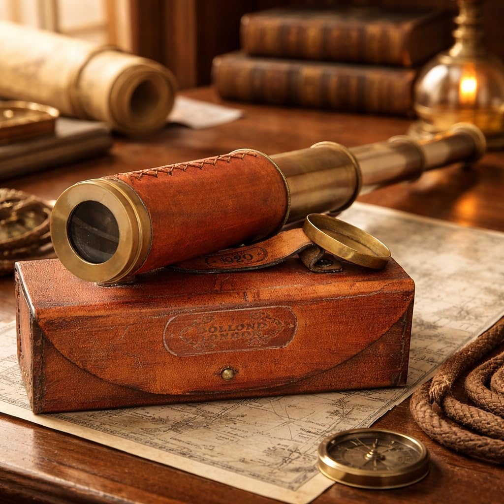 Brass Spyglass Telescope 16" with Leather Case view 7