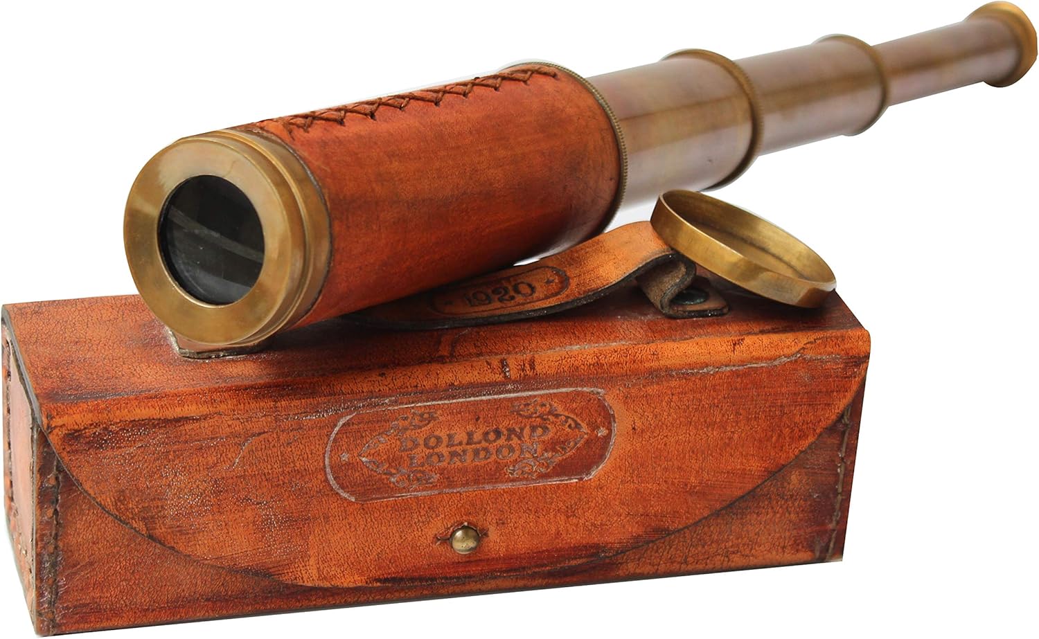 Brass Spyglass Telescope 16" with Leather Case view 10