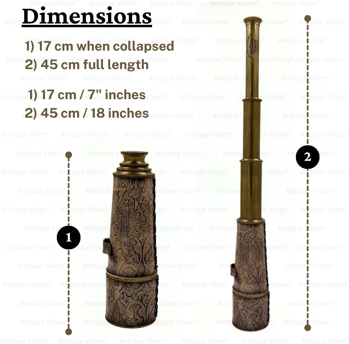 Brass Spyglass Telescope 18" with Leather Case view 2