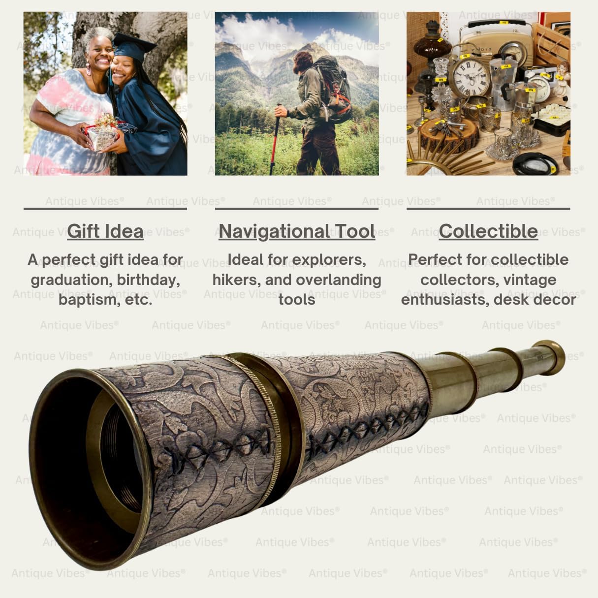 Brass Spyglass Telescope 18" with Leather Case view 4