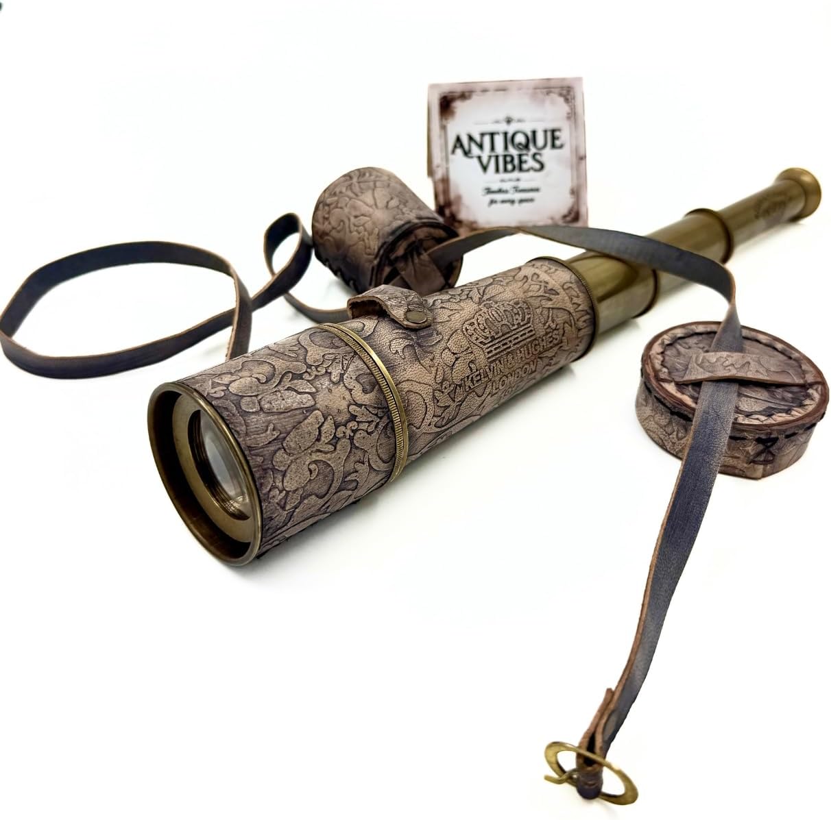 Brass Spyglass Telescope 18" with Leather Case view 9