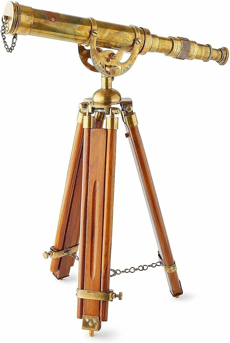 Brass Floor Standing Telescope 24" with Rosewood Tripod Stand view 2