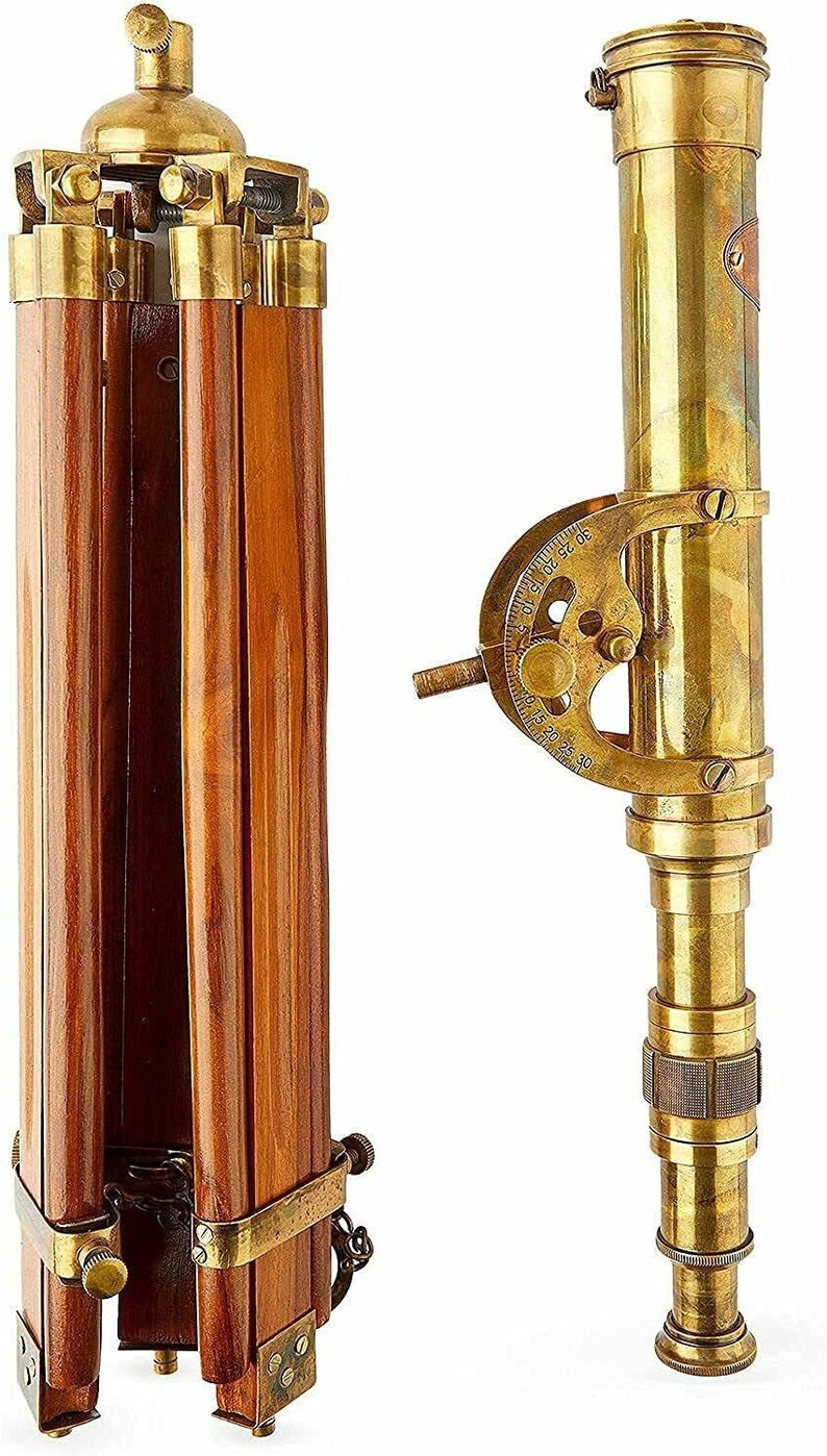 Brass Floor Standing Telescope 24" with Rosewood Tripod Stand view 5