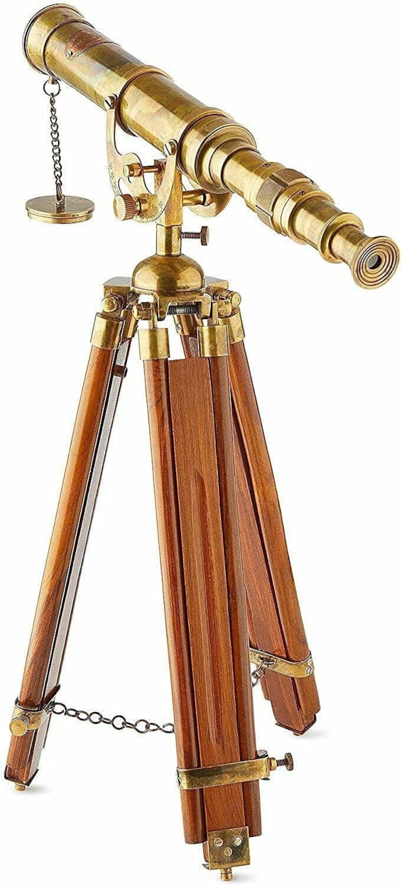 Brass Floor Standing Telescope 24" with Rosewood Tripod Stand view 8