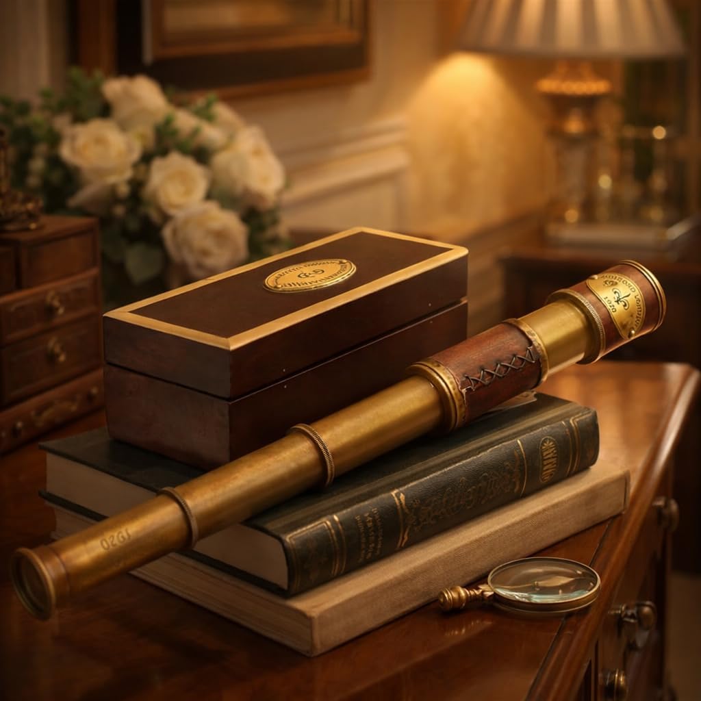Brass Spyglass Telescope 17" with Wooden Carry Case view 2