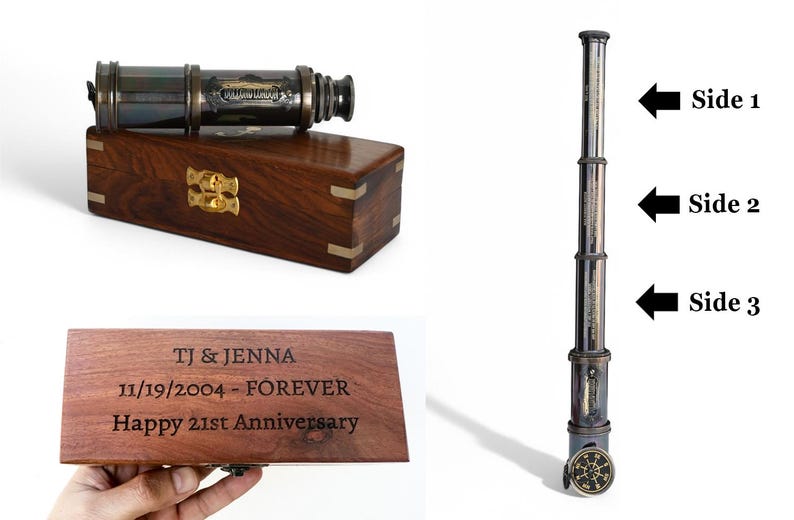 Brass Spyglass Telescope 17" with Wooden Box view 2
