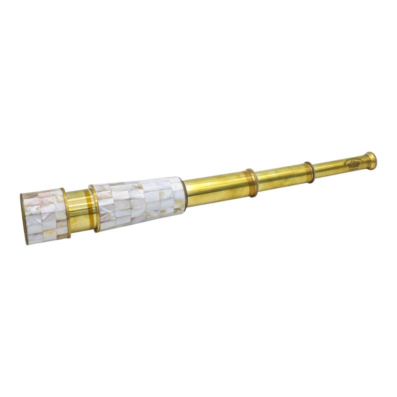 Mother of Pearl Inlay Brass Spyglass Telescope 17.5" view 9