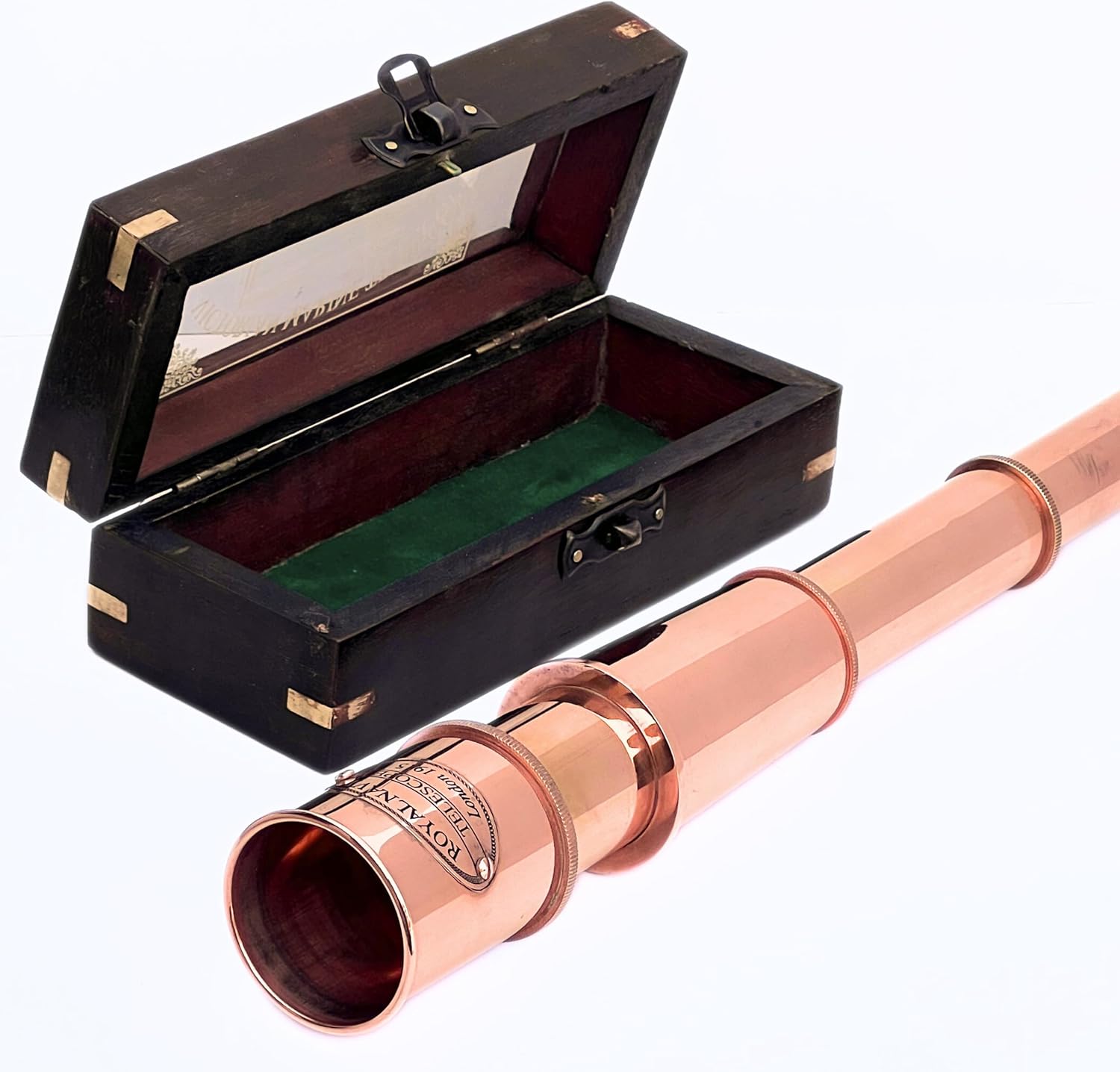 Copper Spyglass Telescope 17" with Wooden Box view 8