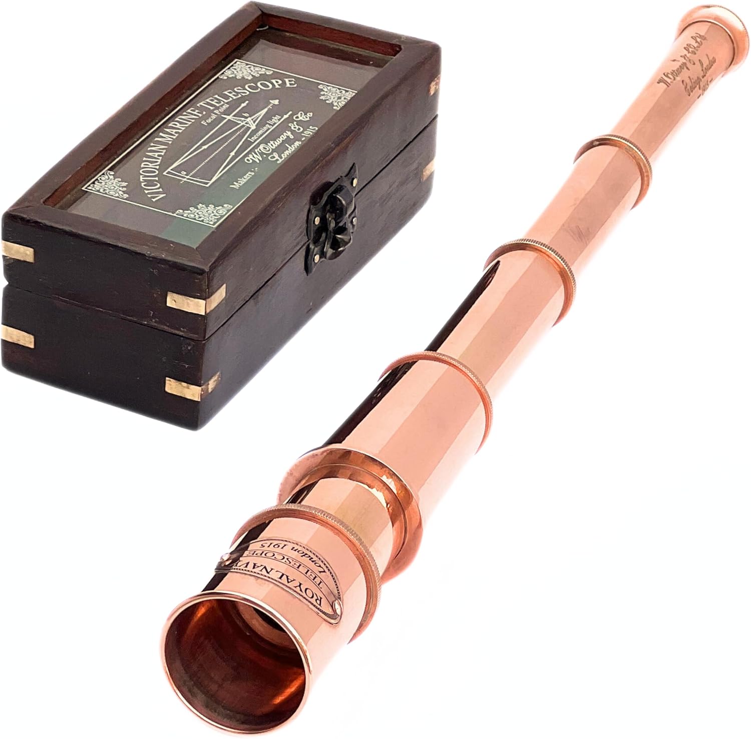 Copper Spyglass Telescope 17" with Wooden Box view 9