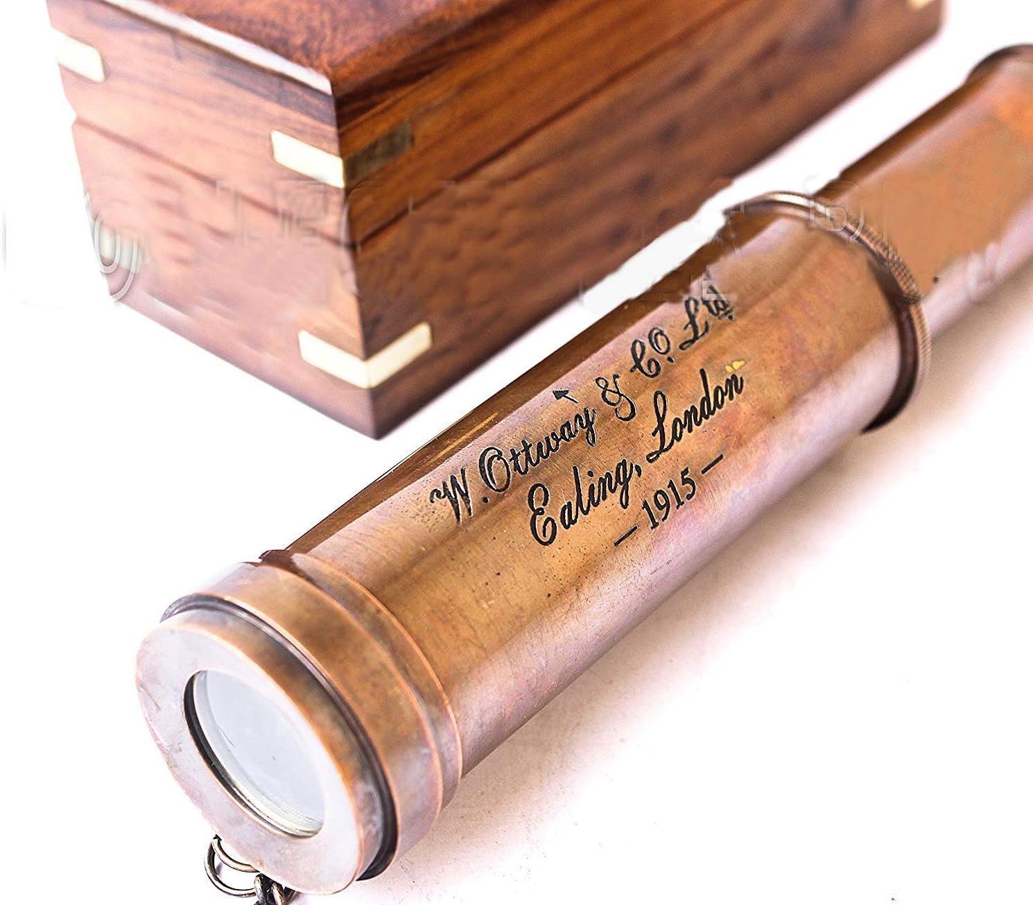 Brass Spyglass Telescope 17" with Wooden Box view 3