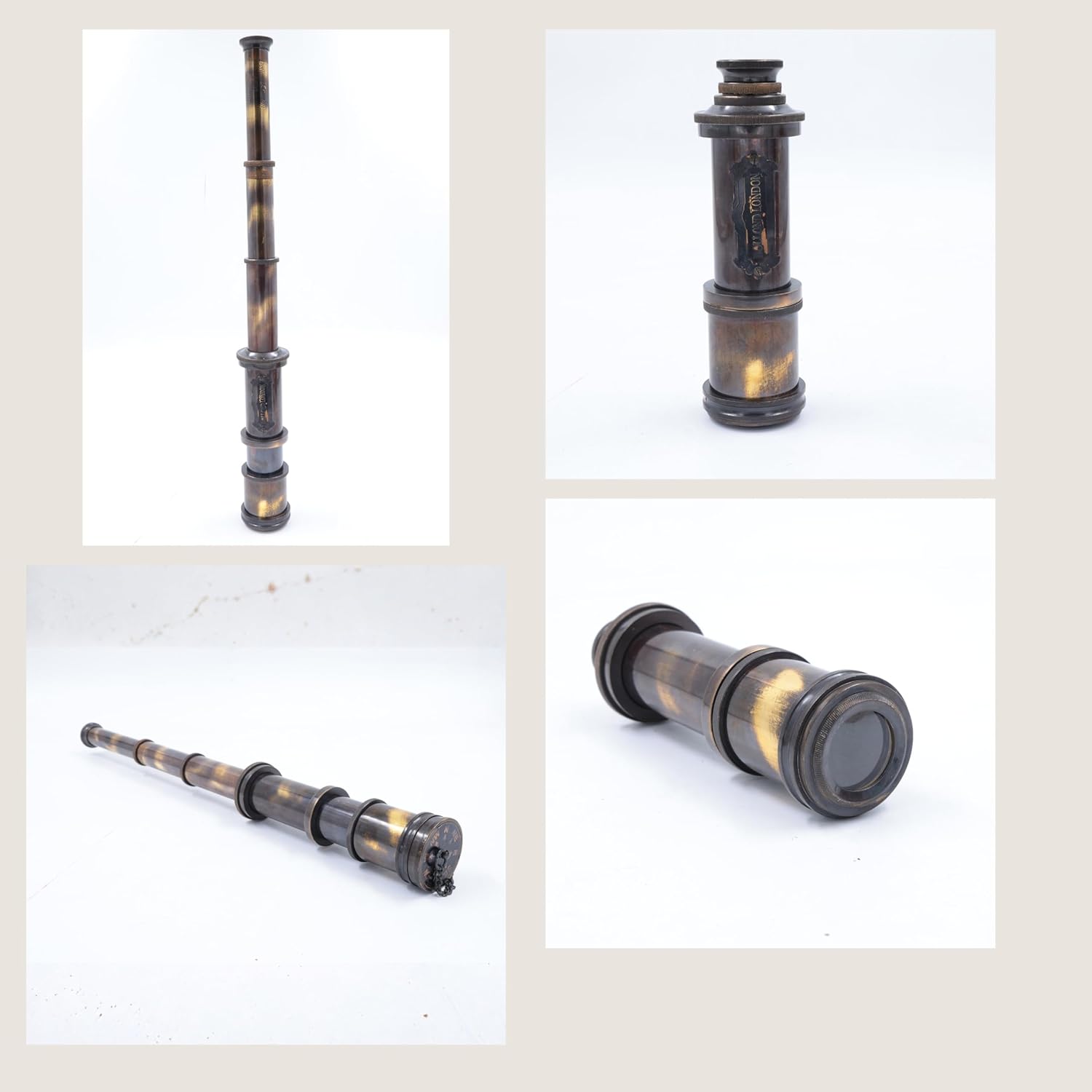Brass Spyglass Telescope 17" with Round Leather Case view 9