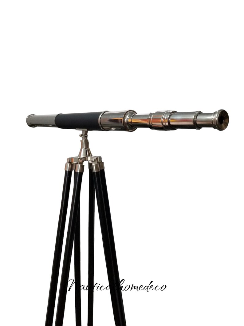 Brass & Leather Floor Standing Telescope 60" with No Case view 11