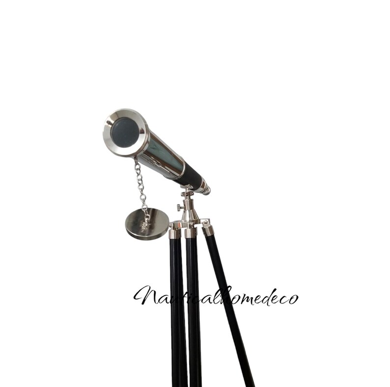 Brass & Leather Floor Standing Telescope 60" with No Case view 13