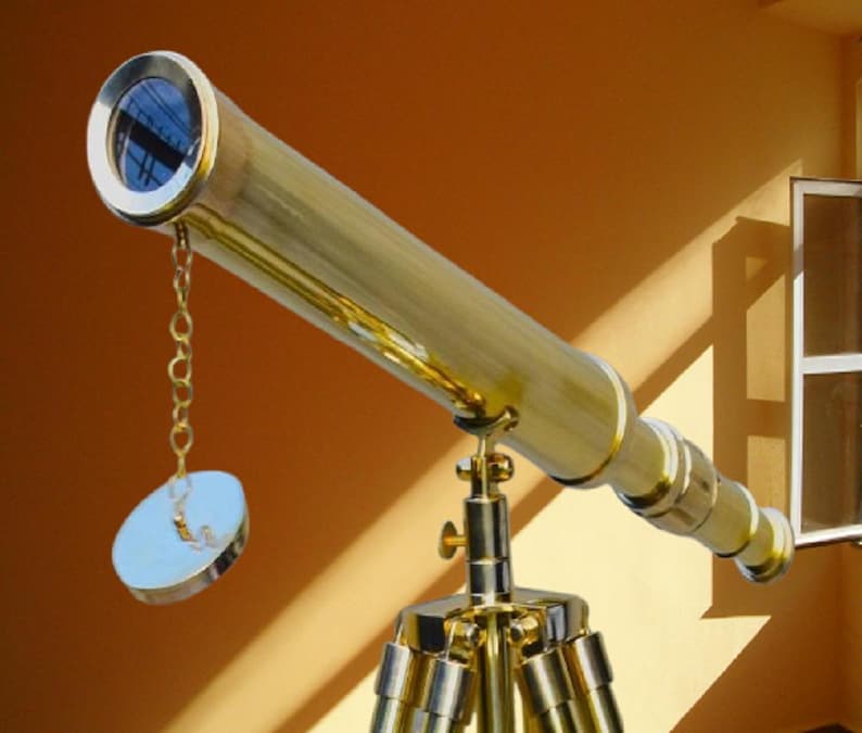 Brass Floor Standing Telescope 50" with Wooden Base Tripod with Brass Top Stand view 17