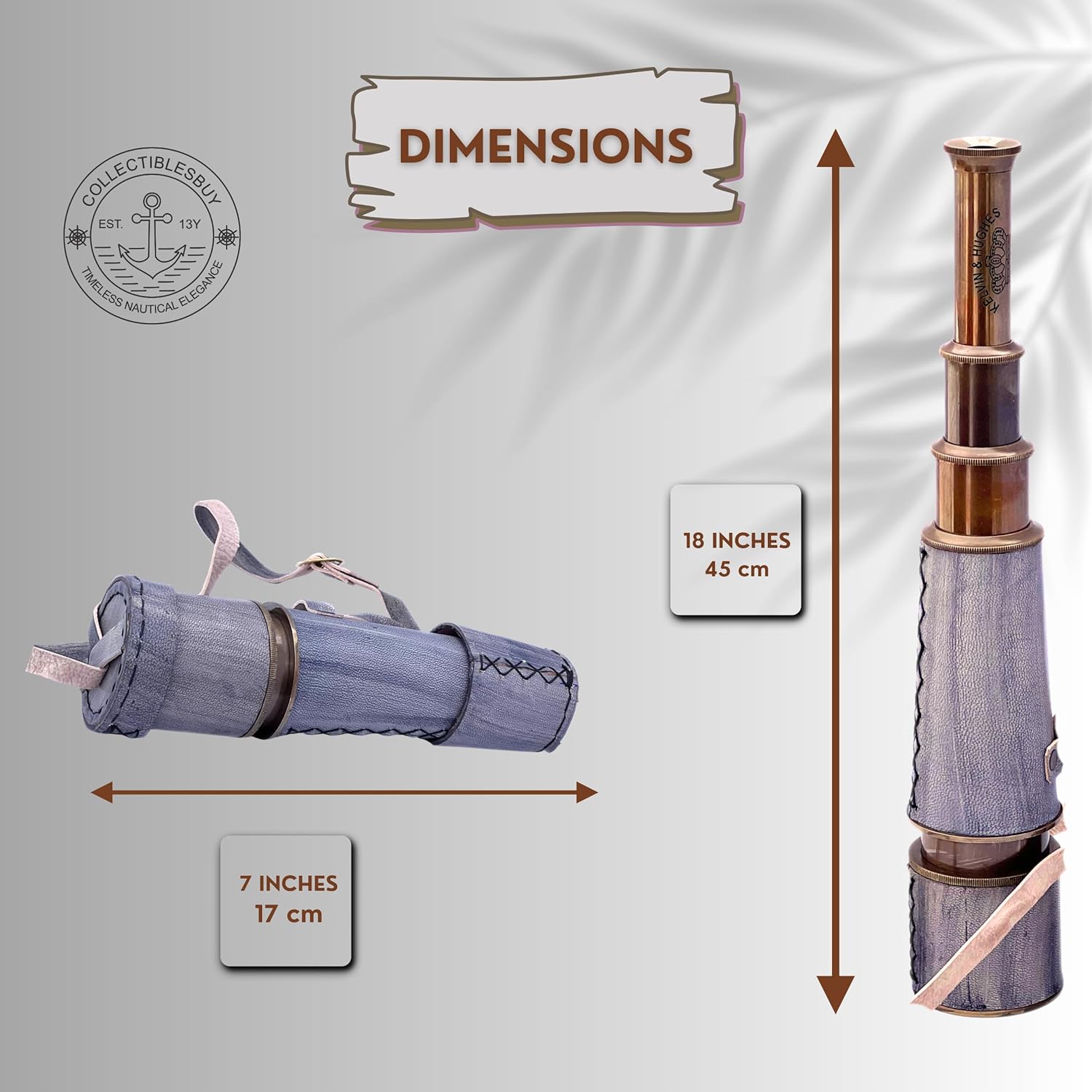 Brass Spyglass Telescope 18" with Leather Wrap with Caps and Carry Sling view 3