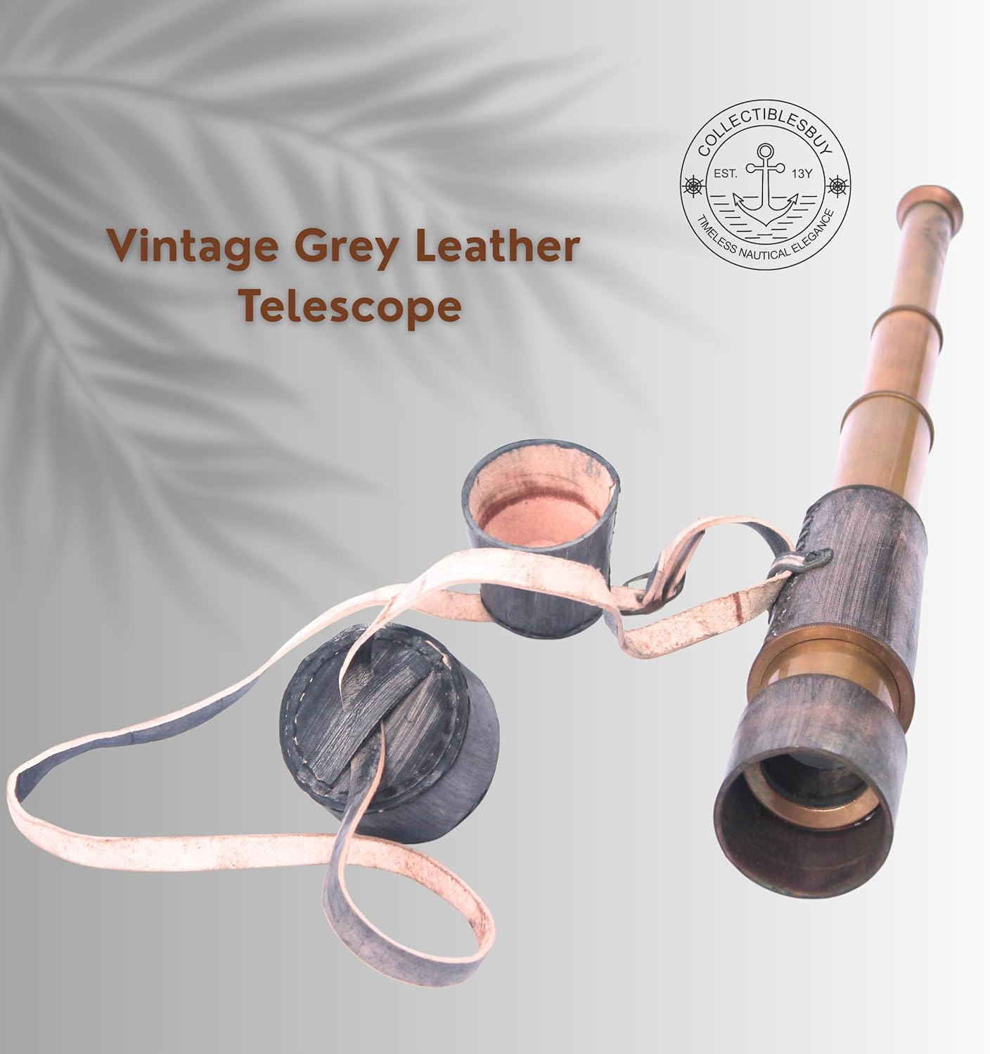 Brass Spyglass Telescope 18" with Leather Wrap with Caps and Carry Sling view 7
