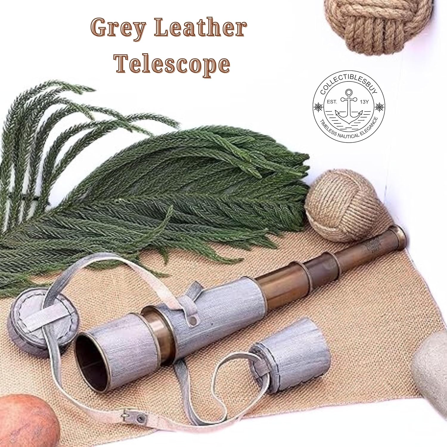 Brass Spyglass Telescope 18" with Leather Wrap with Caps and Carry Sling view 8
