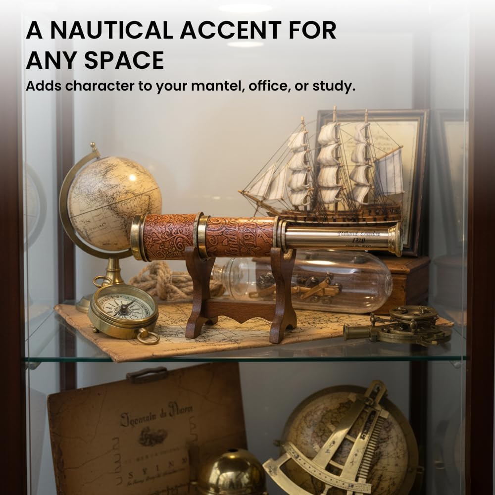 Brass Spyglass Telescope 17.5" with Leather Case view 6
