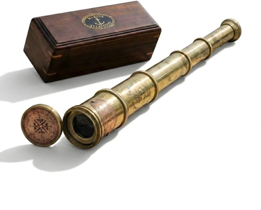 Brass Spyglass Telescope 17.5" with Wooden Box view 13