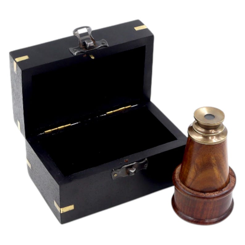 Brass Spyglass Telescope 7" with Black Wooden Box view 6