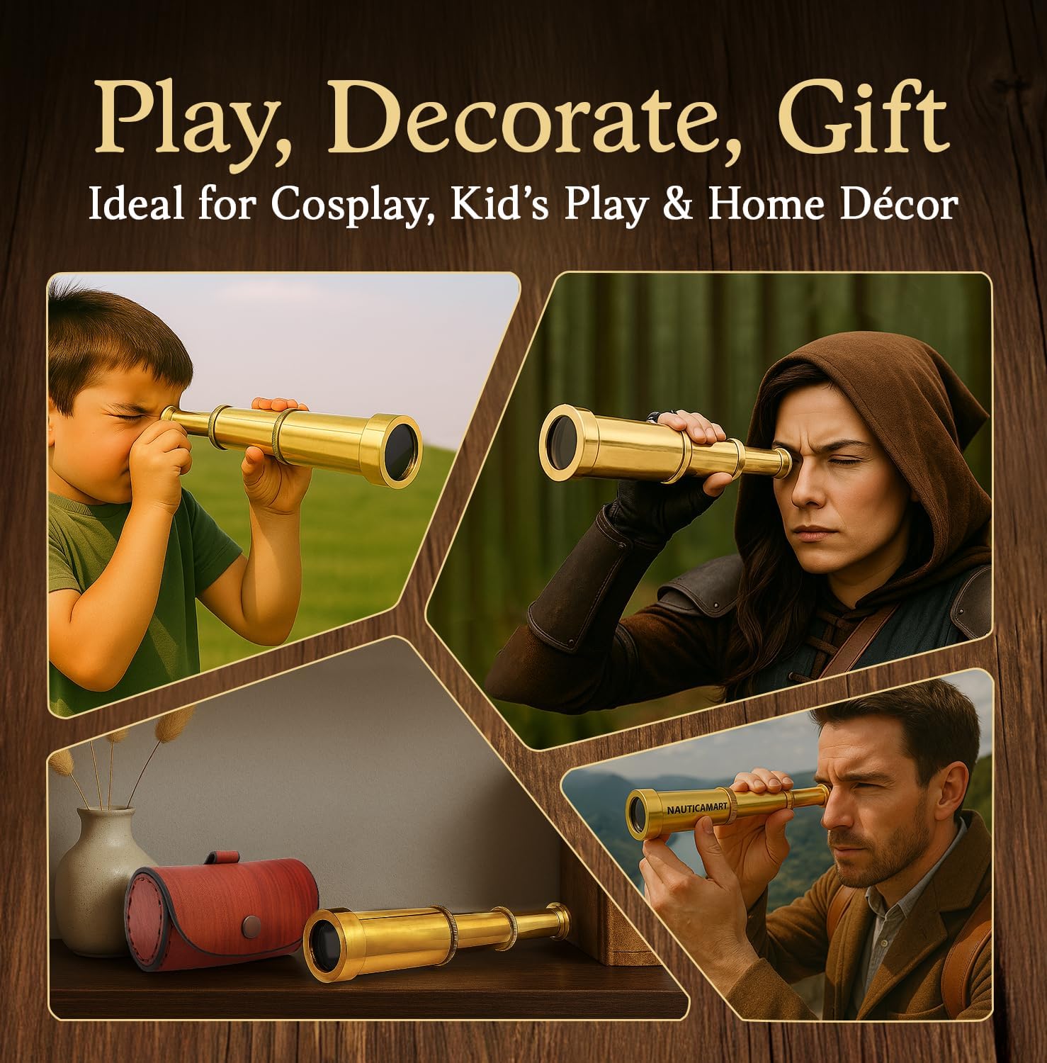 Brass Spyglass Telescope 6" for Kids view 5