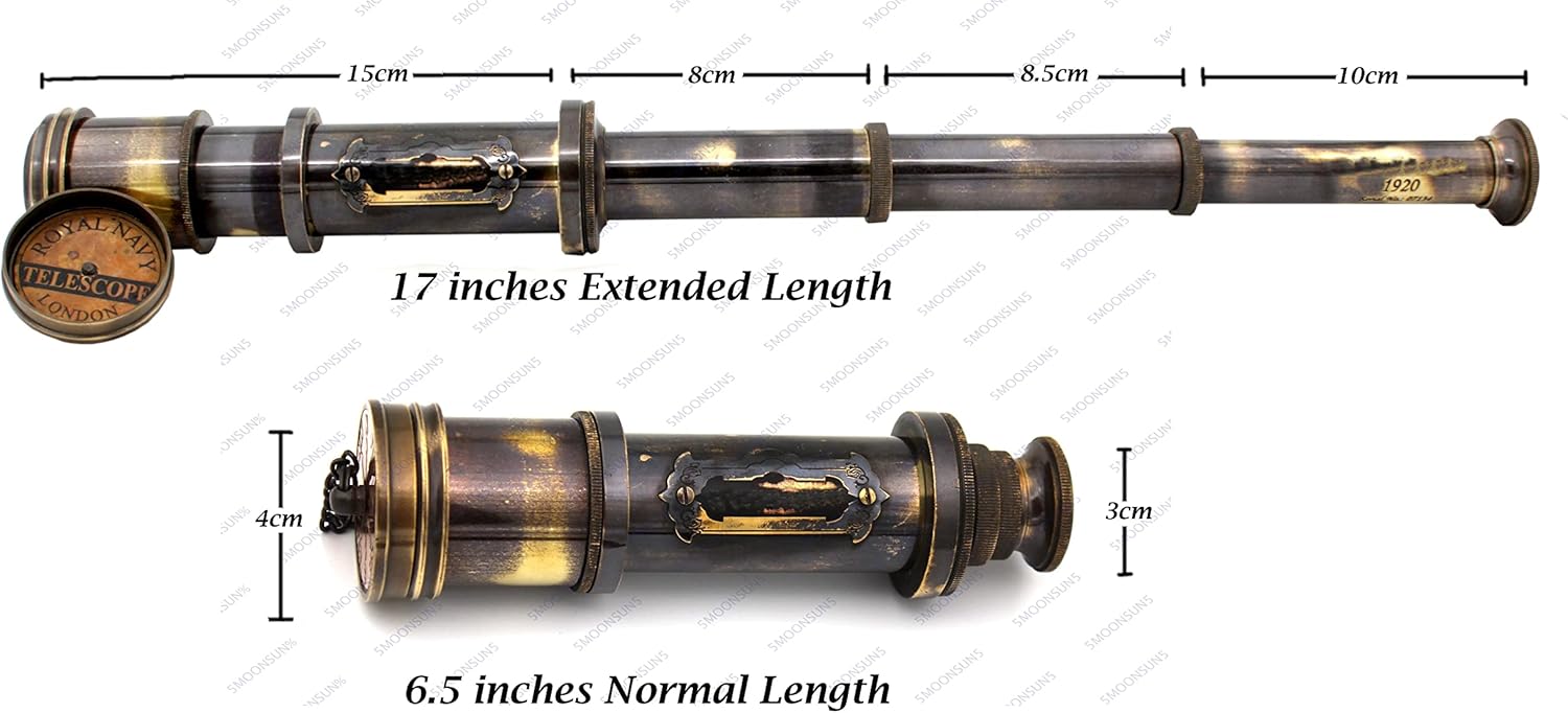 Brass Spyglass Telescope 17" with Leather Case view 2