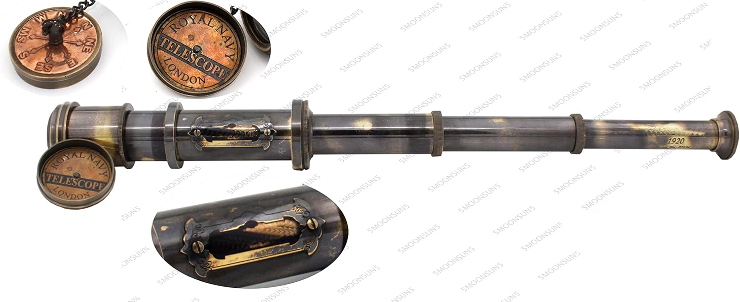 Brass Spyglass Telescope 17" with Leather Case view 3