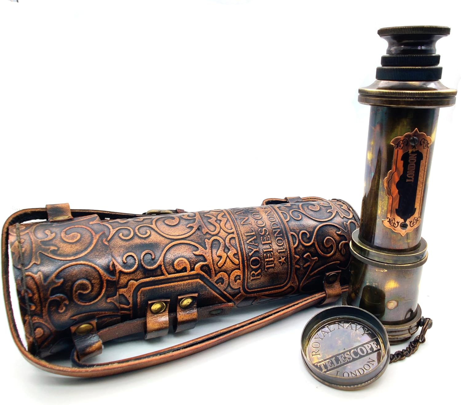 Brass Spyglass Telescope 17" with Leather Case view 10