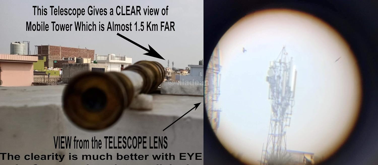 Brass Spyglass Telescope 19" with Round Leather Case view 3