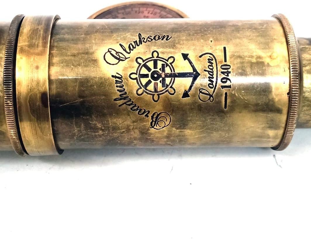 Brass Spyglass Telescope 19" with Round Leather Case view 6