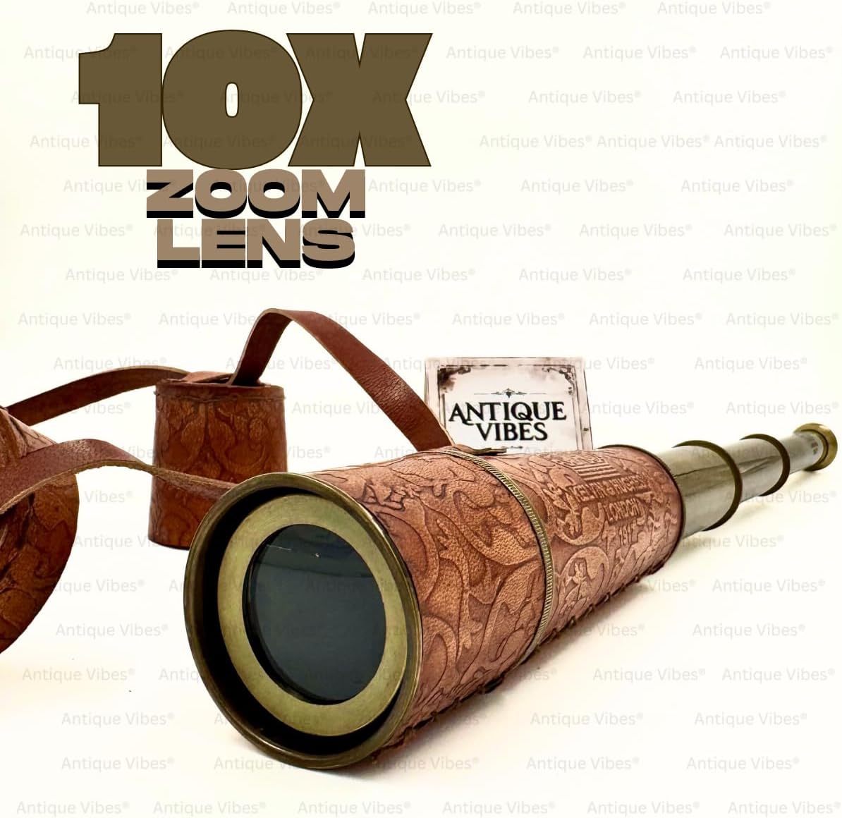 Brass Spyglass Telescope 19" with Leather Case view 2